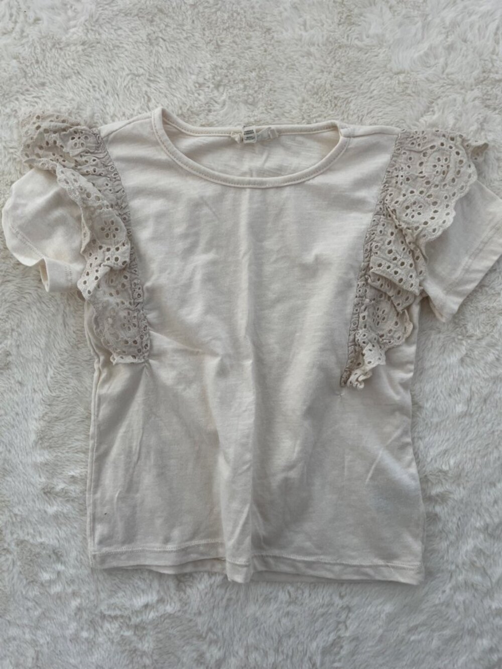 SALE! Jessica Simpson Girls Eyelet Lace Ruffle Blouse Size 10 - Cream